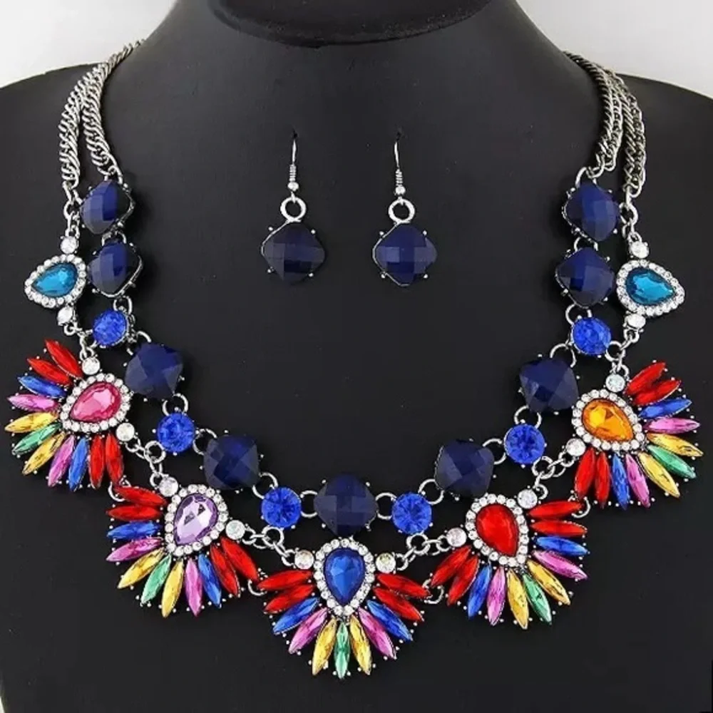 Multi color jeweled necklace